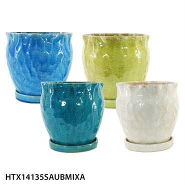 Michael Carr Designs Hammered Cache Pot with Saucer